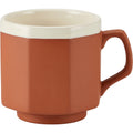 Klnxw Octagonal Footed Ceramic Coffee Mug 11 oz Terracotta Ivory - Product view
