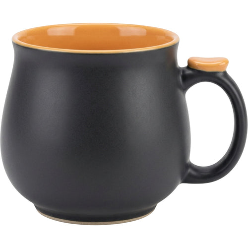 Klnxw Wide Belly Thumb-Rest Ceramic Coffee Mug 16 oz Charcoal Apricot - Product view